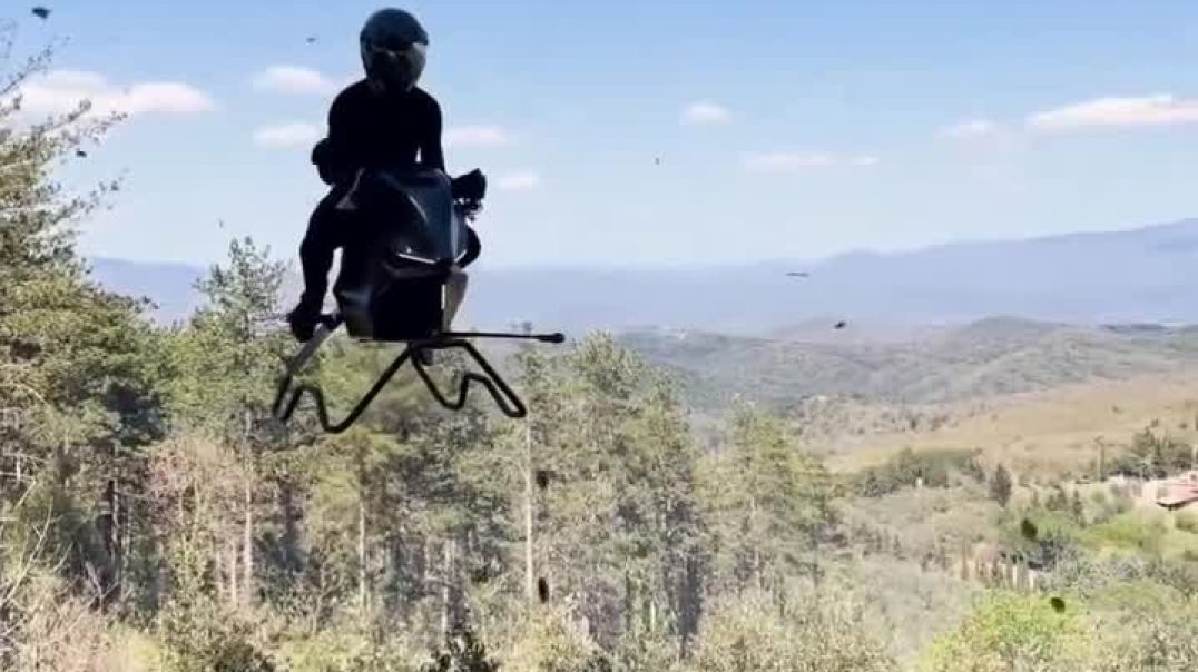 ⁣Flying bike