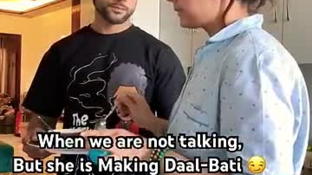 ⁣Daal- Bati ki baat hi kuch aur h! @rajasthani @couple @funny @love @trending
