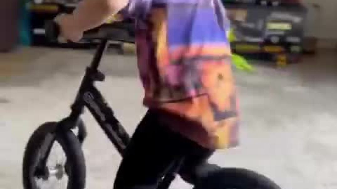 ⁣Doing tricks on a balance bike_!_High