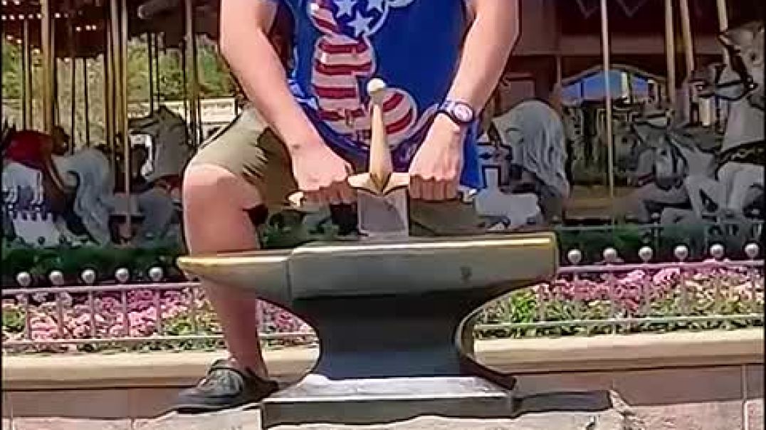 ⁣Attempting to Pull the Sword from the Stone at Disneyland_High