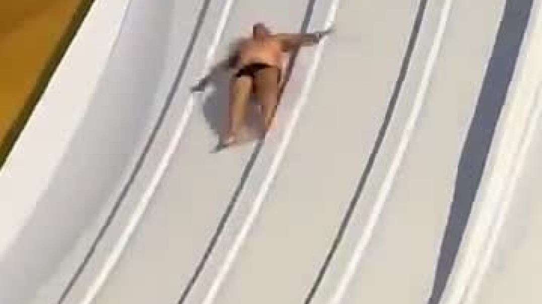 ⁣Water slide fun
